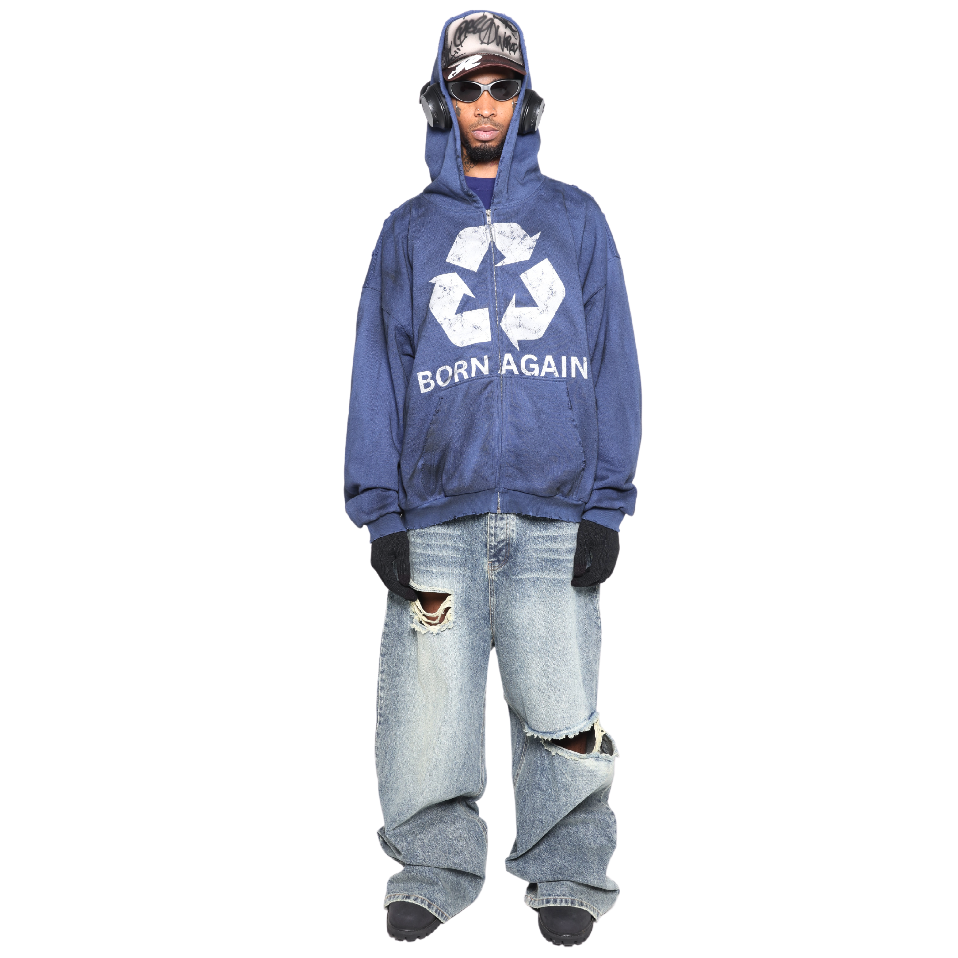 BORN AGAIN HOODIE - BLUE