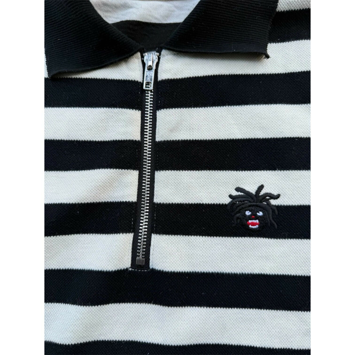 “Maggi” Quarter-Zip Striped Polo
