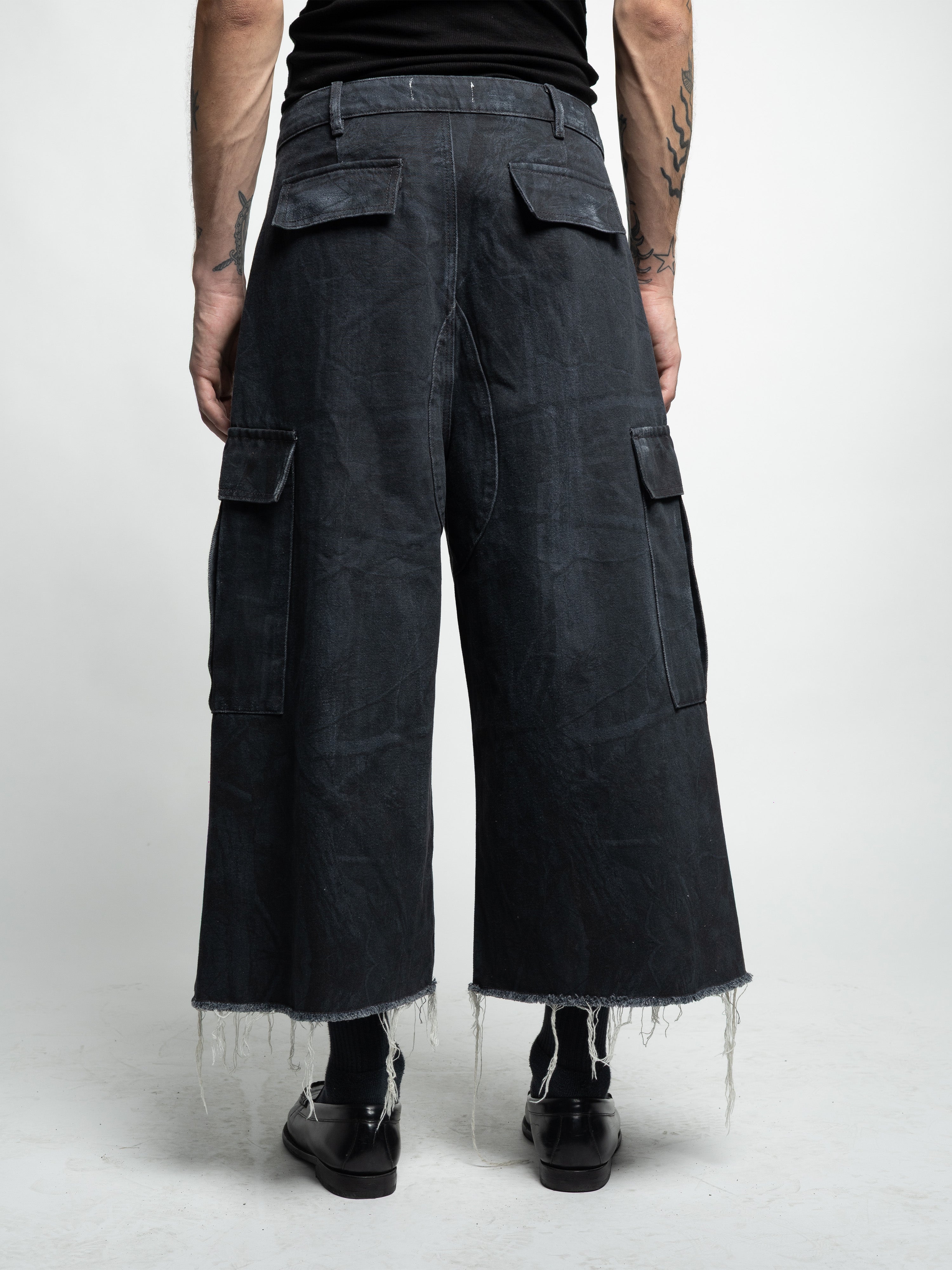 COMBAT - LONG CAMO JORTS BLACK