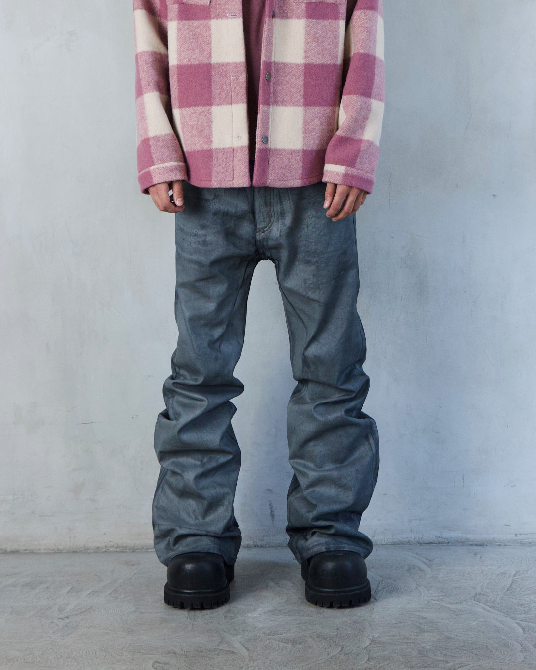 BASE .01 'SMOKE GREY' COATED DENIM