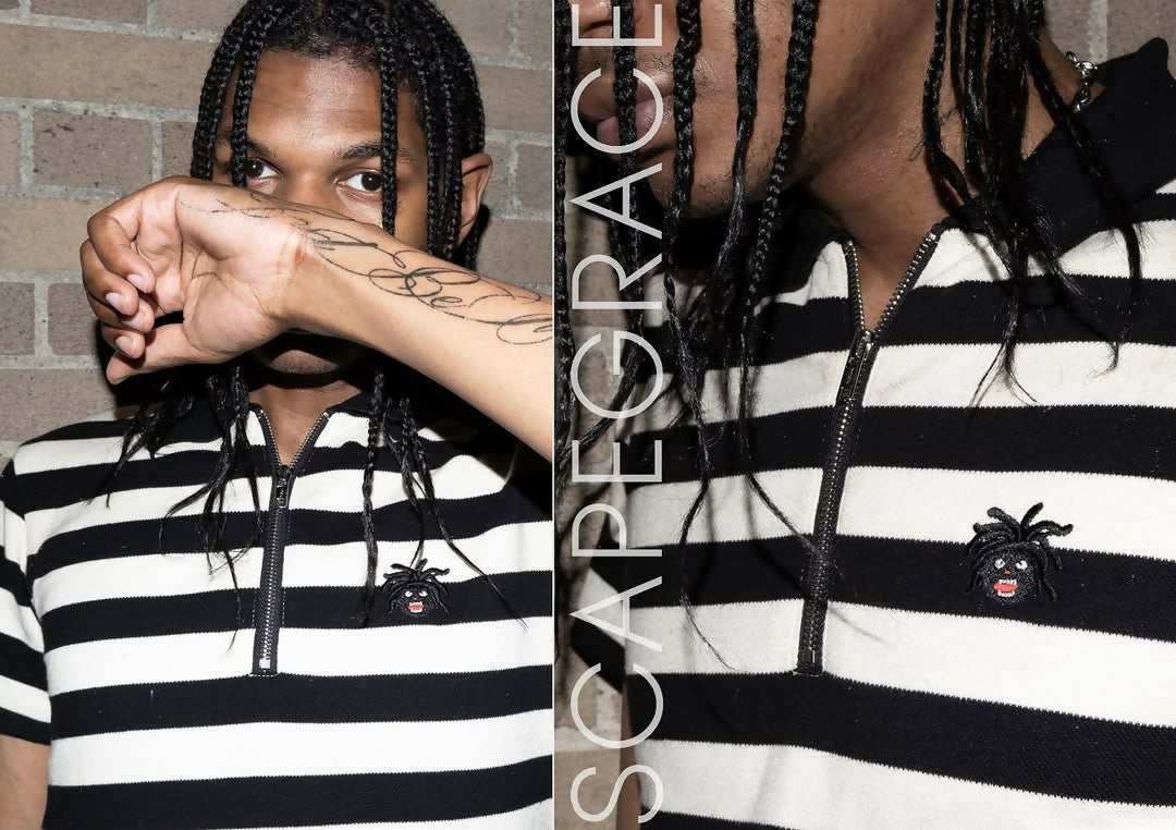 “Maggi” Quarter-Zip Striped Polo