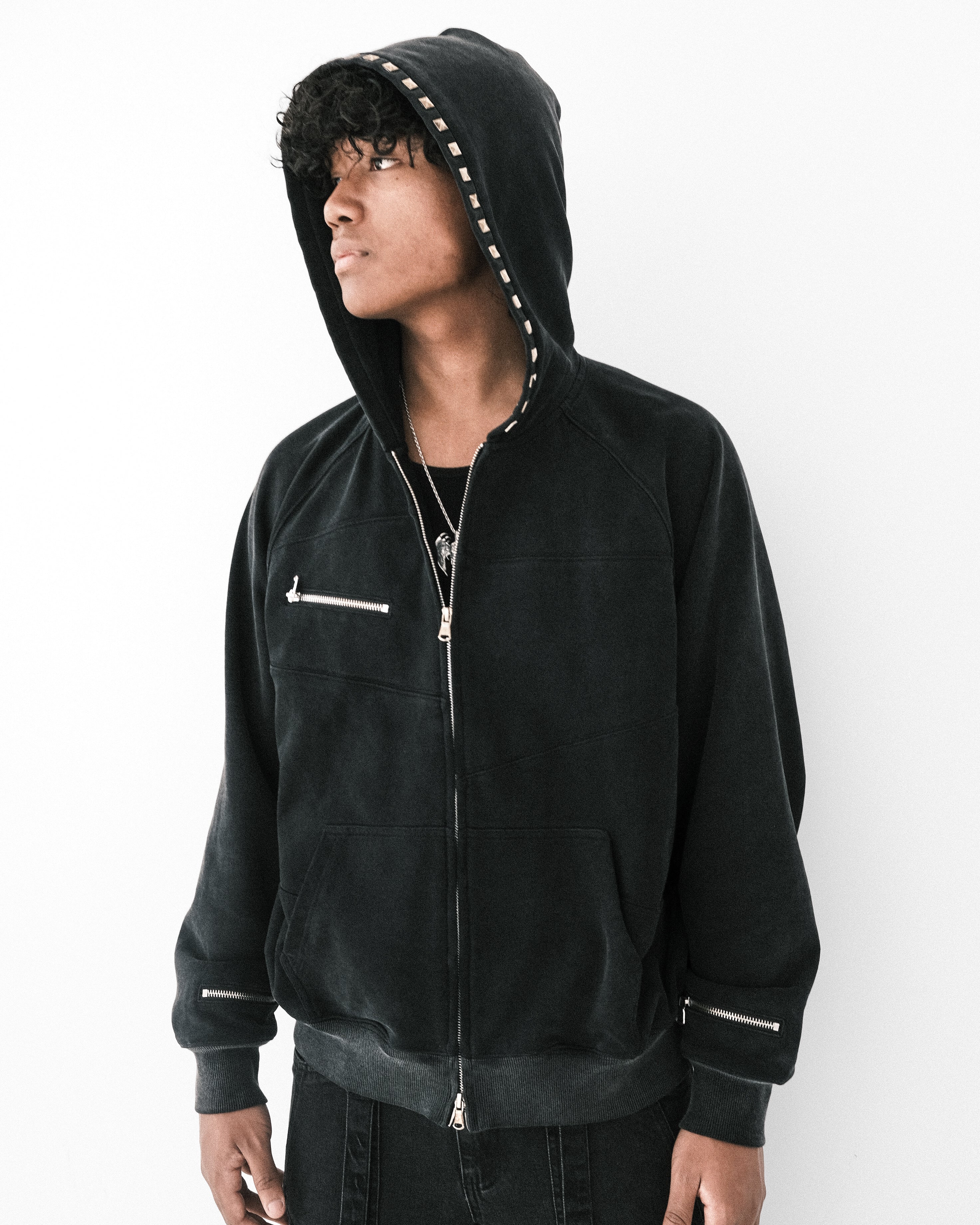 "Nightfall" Studded Zip Hoodie (Unisex)