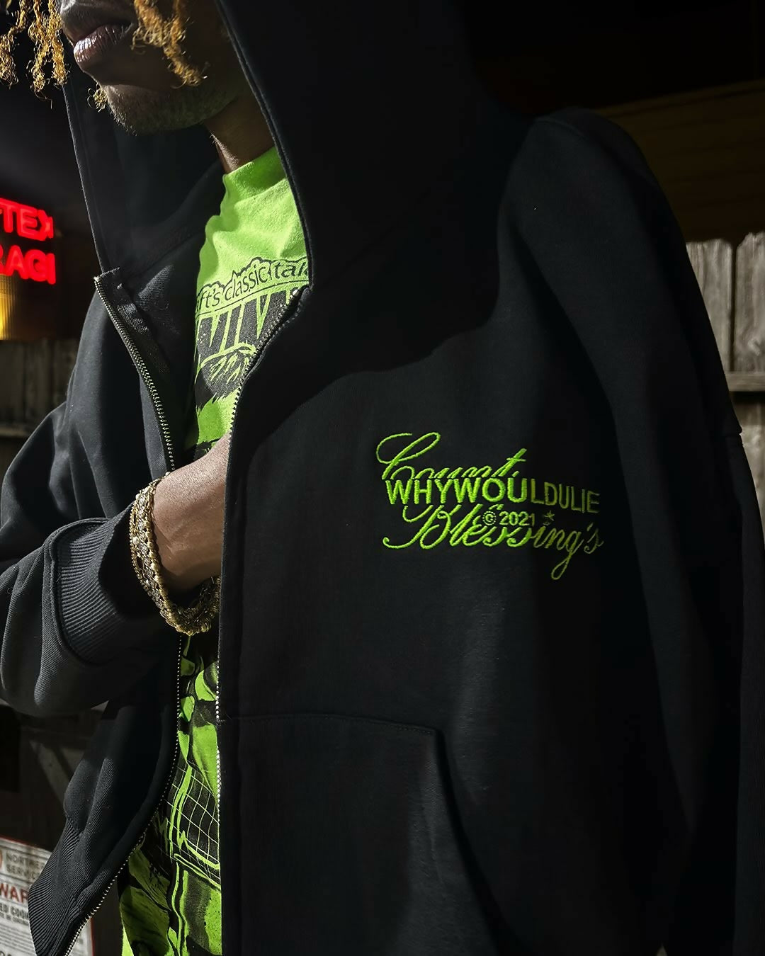 Blessed Black Terry Crop-Zip [S-XL]