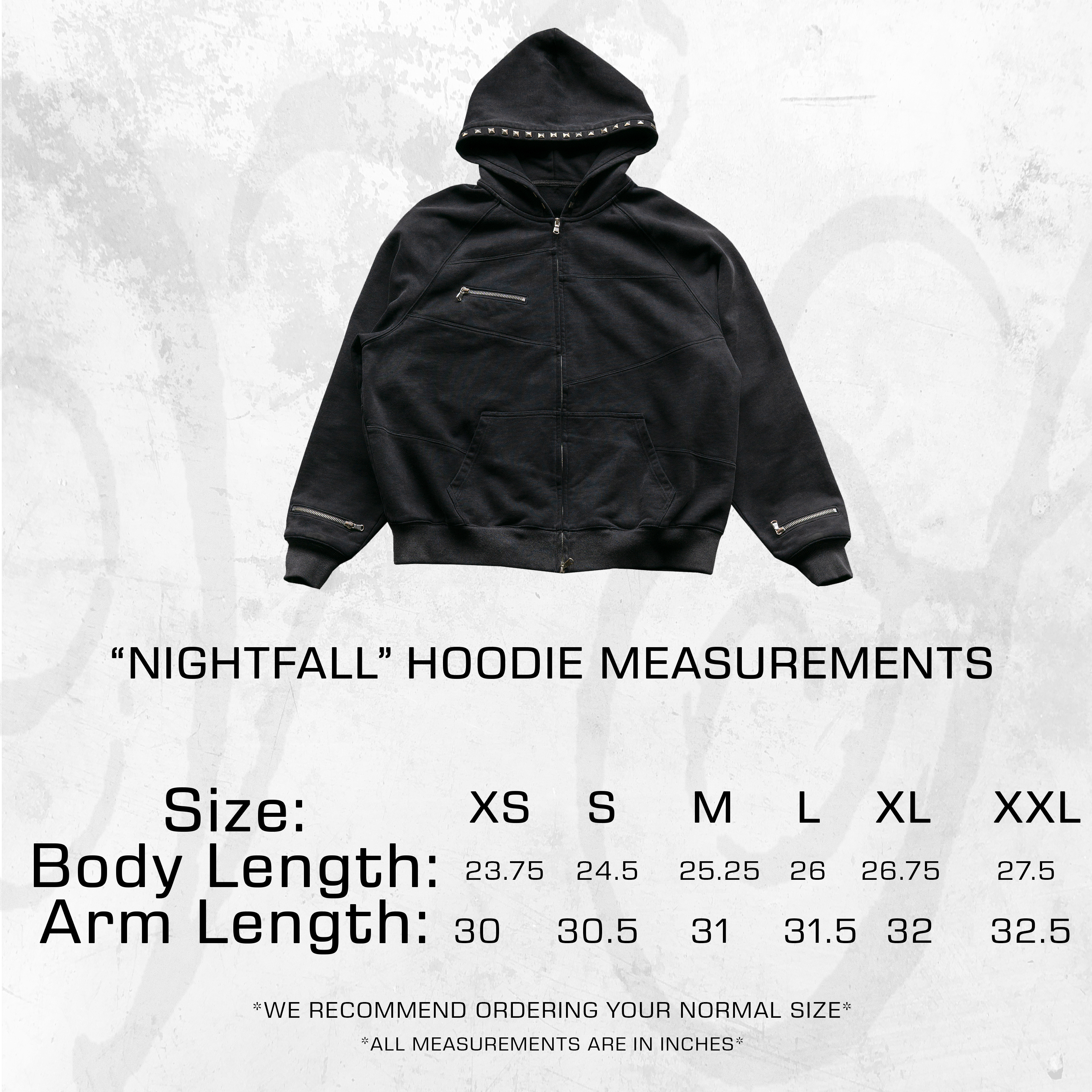 "Nightfall" Studded Zip Hoodie (Unisex)